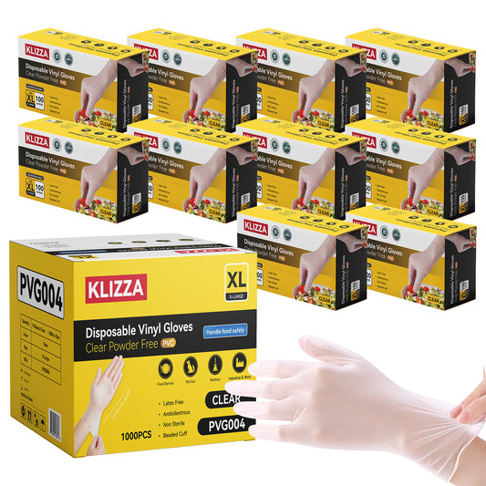 Disposable Vinyl Gloves, Latex-Free, Powder Free, Clear Plastic Gloves, for Cleaning, Cooking, Food Prep