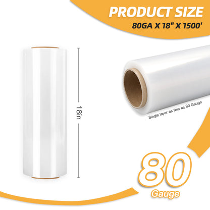 80GA x 18" x 1500' Heavy Duty Hand Stretch Film